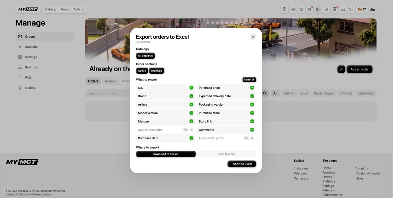 MyMiniGT 2.0: 🎮 Gamification, 👤 Updated profile and 📊 Collection export
