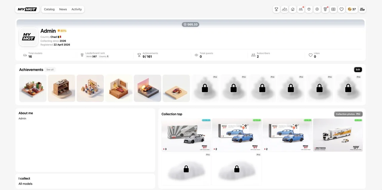 MyMiniGT 2.0: 🎮 Gamification, 👤 Updated profile and 📊 Collection export