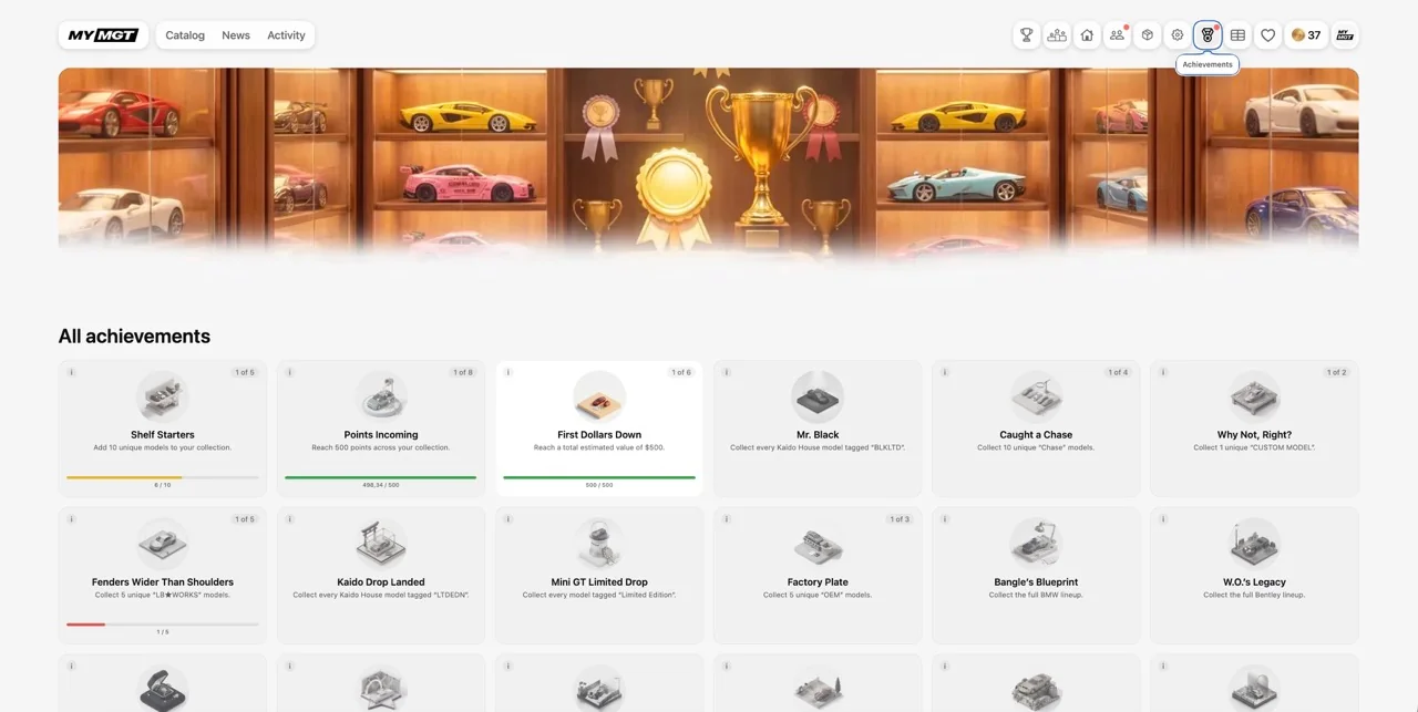 MyMiniGT 2.0: 🎮 Gamification, 👤 Updated profile and 📊 Collection export