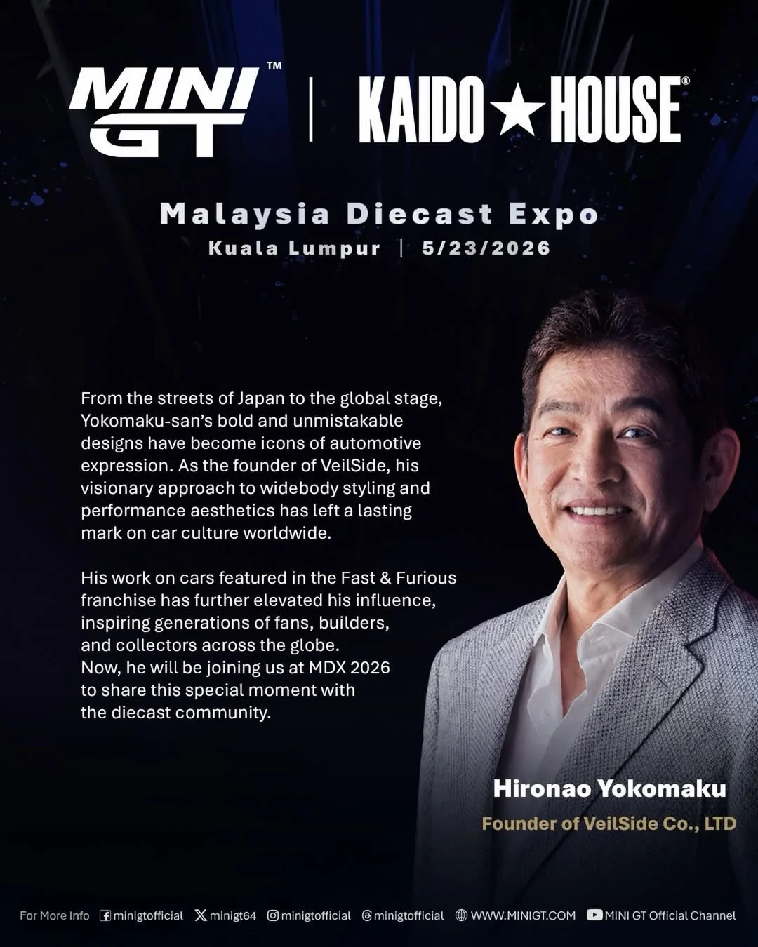 VeilSide Founder Hironao Yokomaku is coming to MDX 2026! 🇲🇾🔥